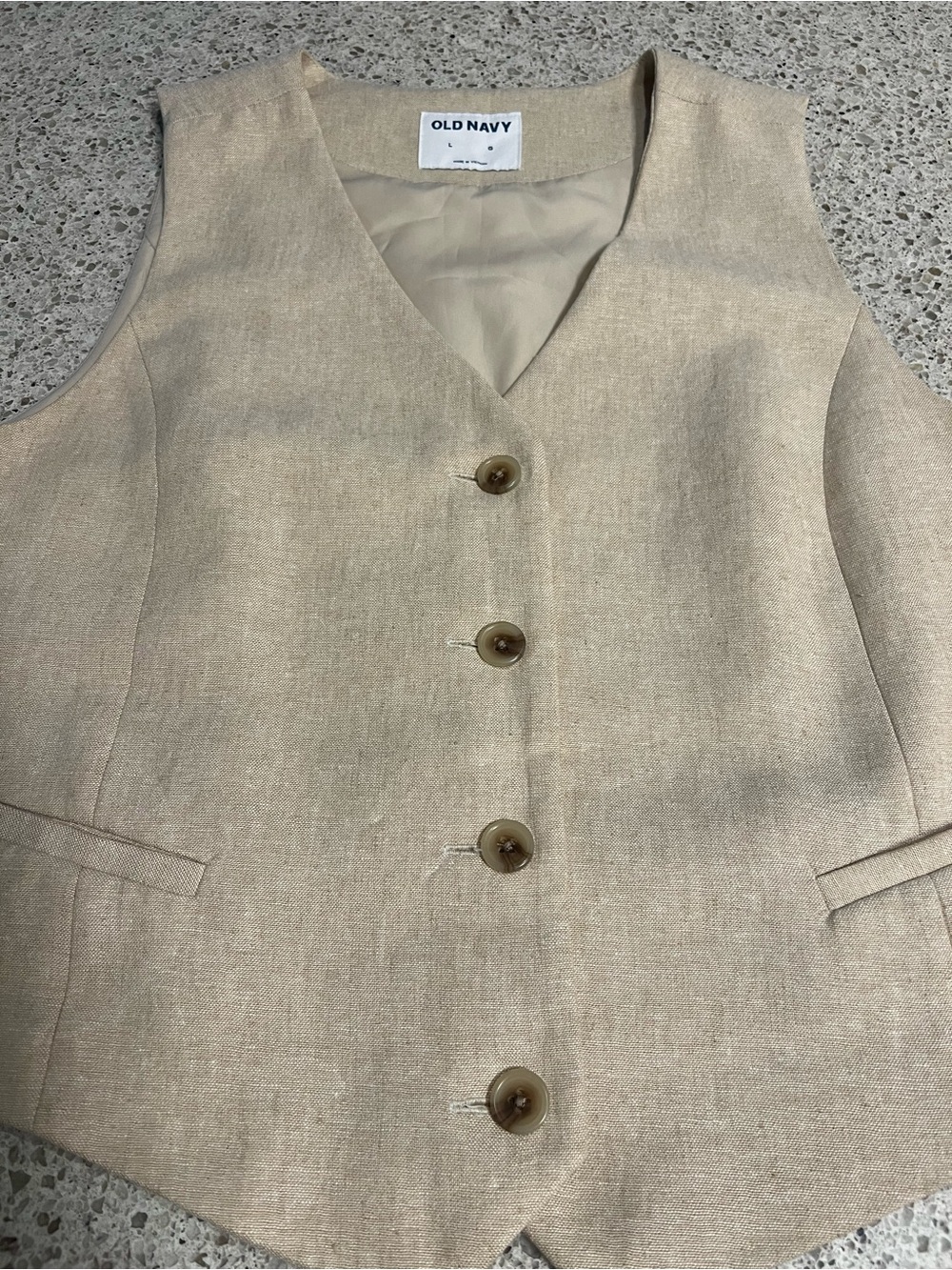 Linen-Blend Button-Front Vest - Picture 3 of 5